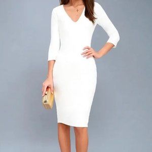 Lulu’s Style & Slay Bodycon Midi Dress in White Size Small